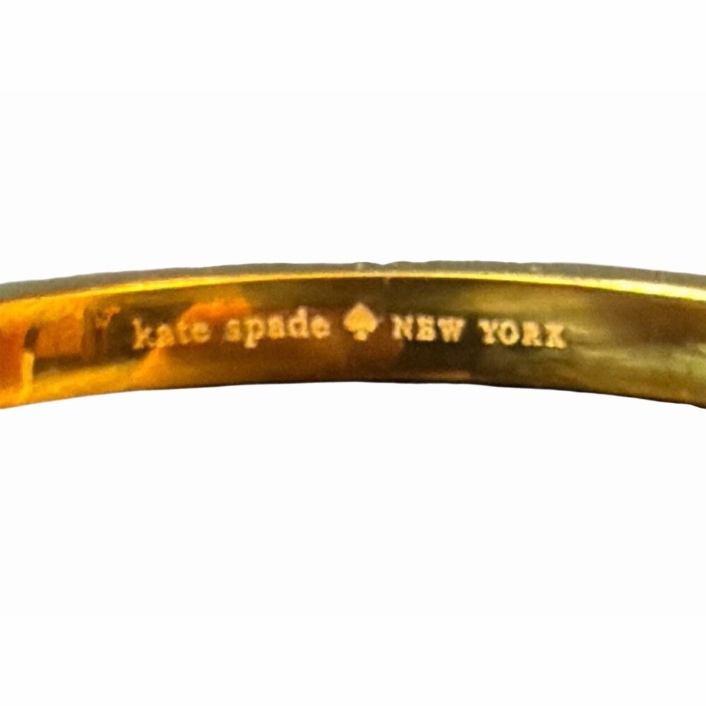 Kate Spade New York Hinged Bangle Bracelet Gold Clear Crystal Studs Signed - Picture 4 of 4